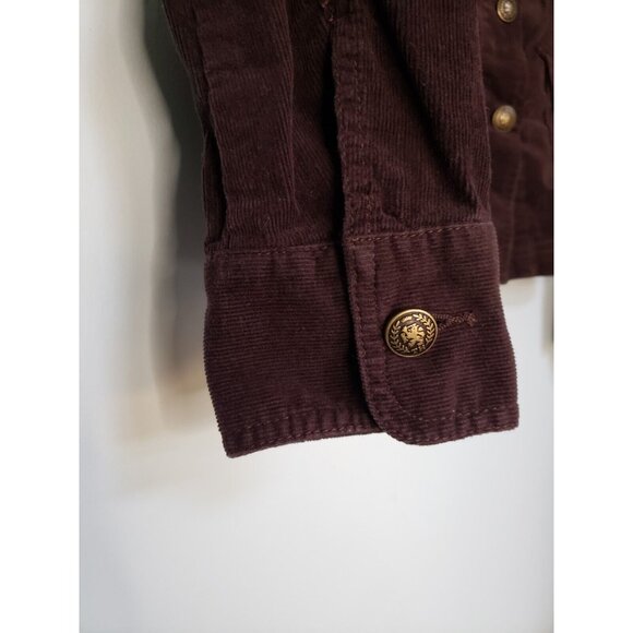 Tommy Hilfiger Women Sz M Brown Button Front Long Sleeve Jacket Corduroy Pockets - Picture 5 of 6